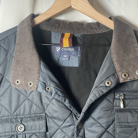 Cremieux Mens XXL Quilted Field Jacket Brown Corduroy Collar "38 Crest" Logo - Picture 3 of 16